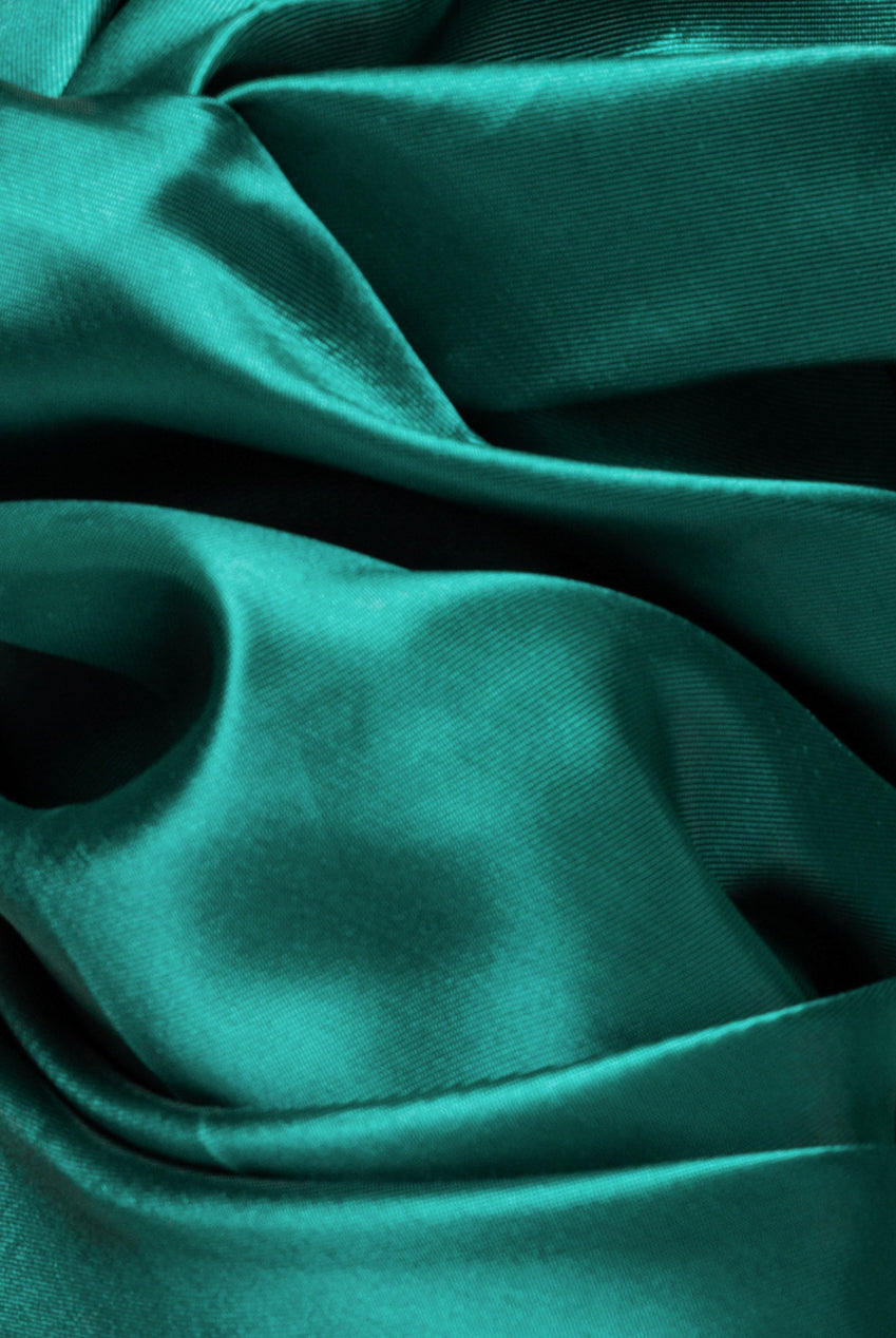 One Shoulder Puffed Satin Sleeve Asymmetric Scuba Top - Emerald Green T239
