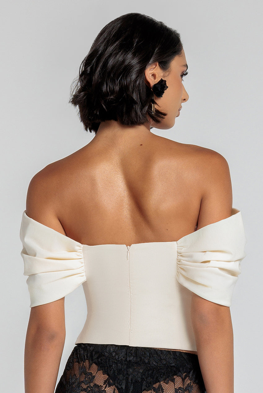 Bardot Corset Top - Cream T242