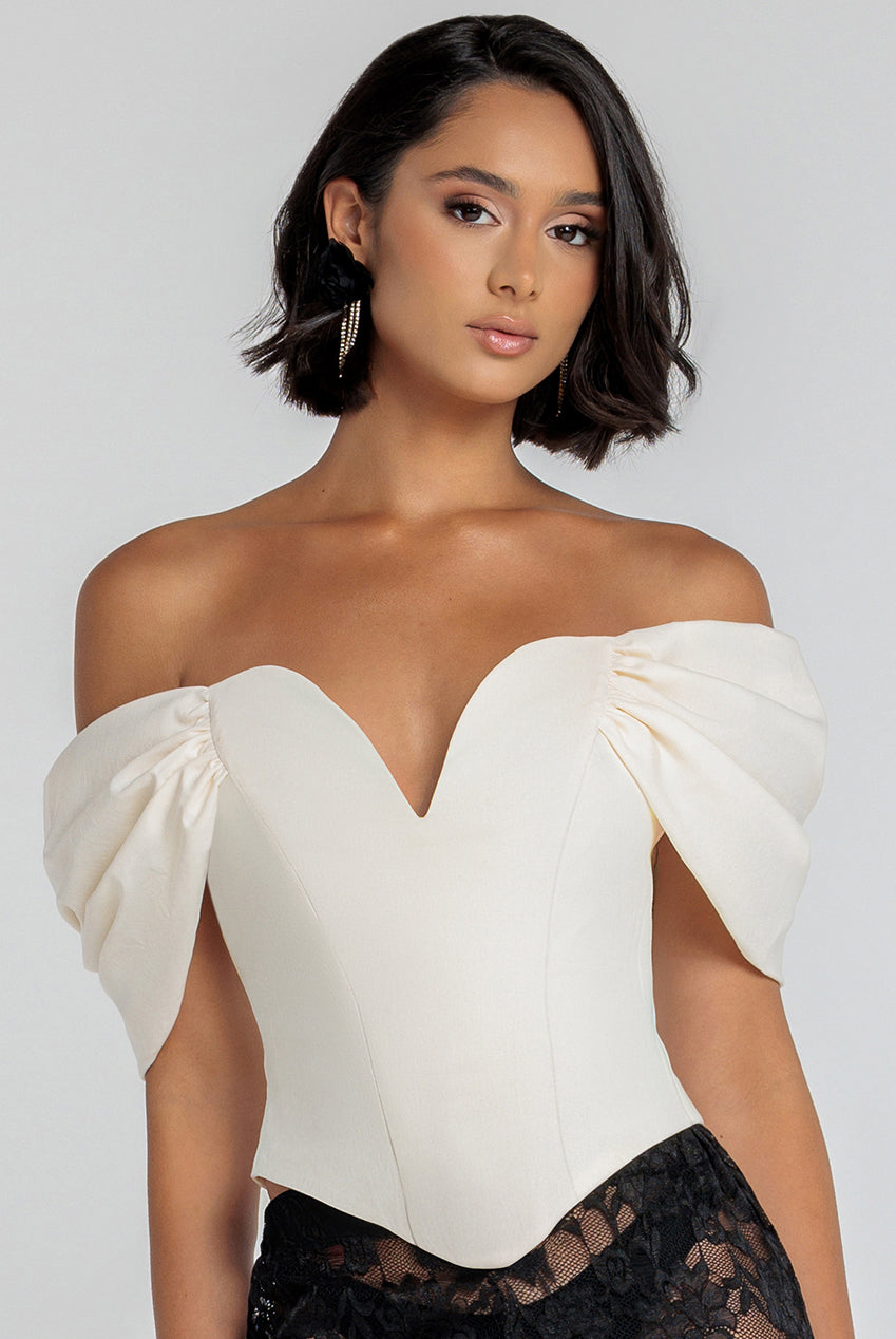 Bardot Corset Top - Cream T242