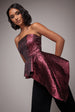 Boob Tube Jacquard Top With Asymmetric Peplum Frill - Burgundy Red by Goddiva