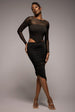 Side Gathered Asymmetric Midi Skirt - Black by Goddiva