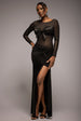 Asymmetric Gathered Front Split Maxi Skirt - Black by Goddiva