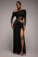 Super Split Front Drawstring Maxi Skirt - Black by Goddiva