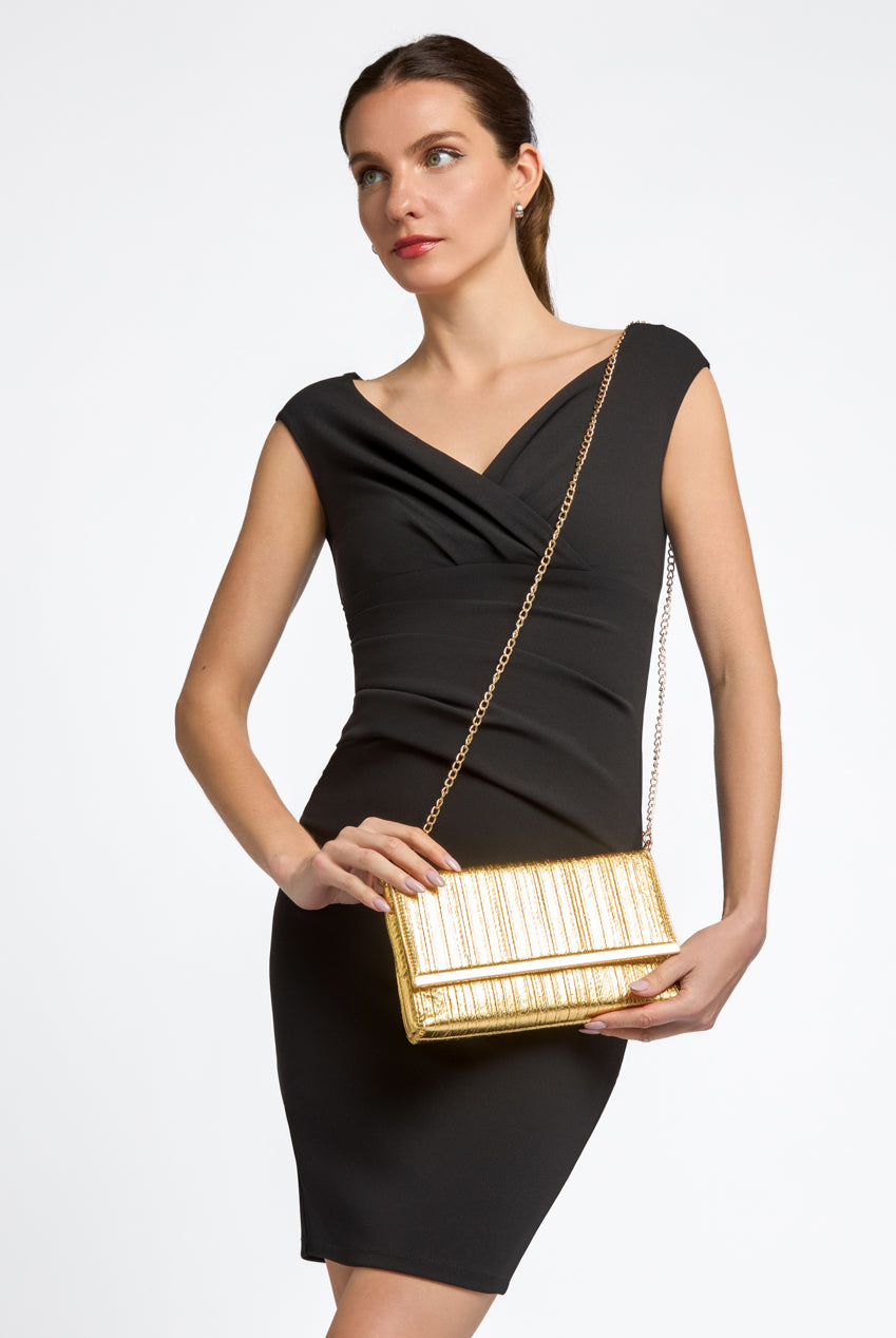 Gold Pleated Clutch Bag ALTD3229
