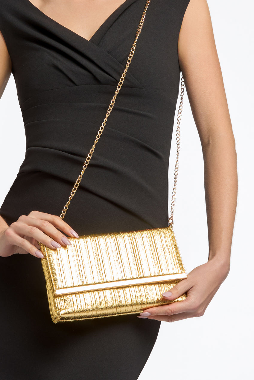 Gold Pleated Clutch Bag ALTD3229