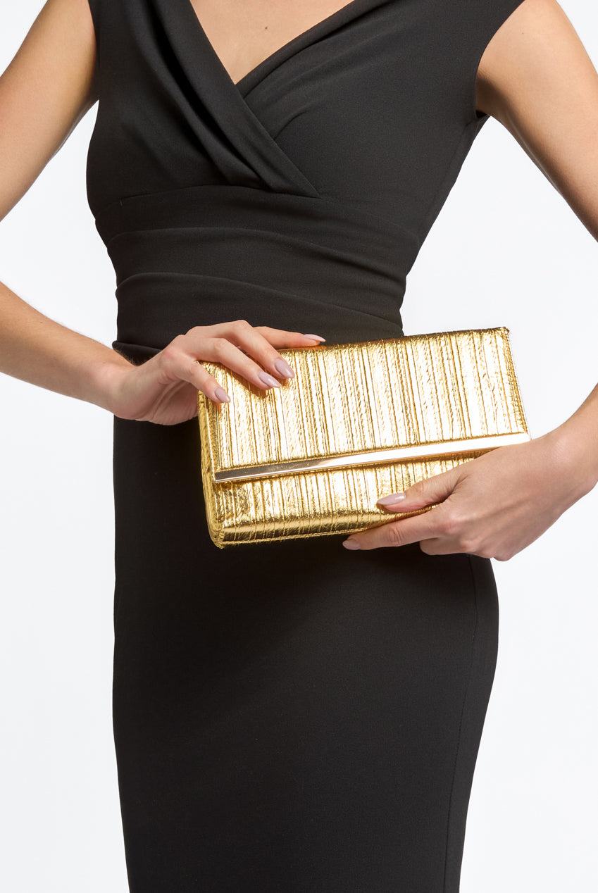 Gold Pleated Clutch Bag ALTD3229