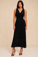 Tess Black Pleated Midi Dress by Honor Gold