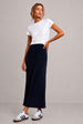 Tia Plissed Pleated Navy Maxi Skirt by Honor Gold
