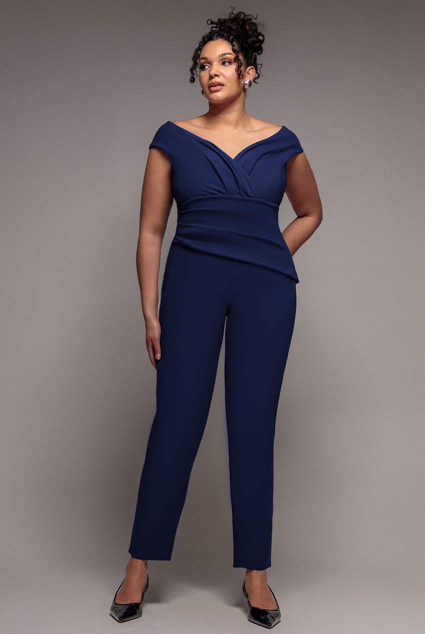 Bardot Scuba Jumpsuit - Navy Blue TR113P