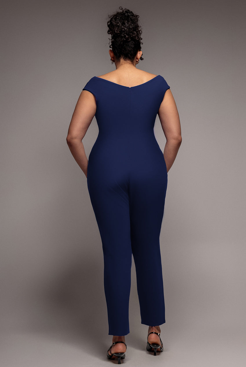 Bardot Scuba Jumpsuit - Navy Blue TR113P