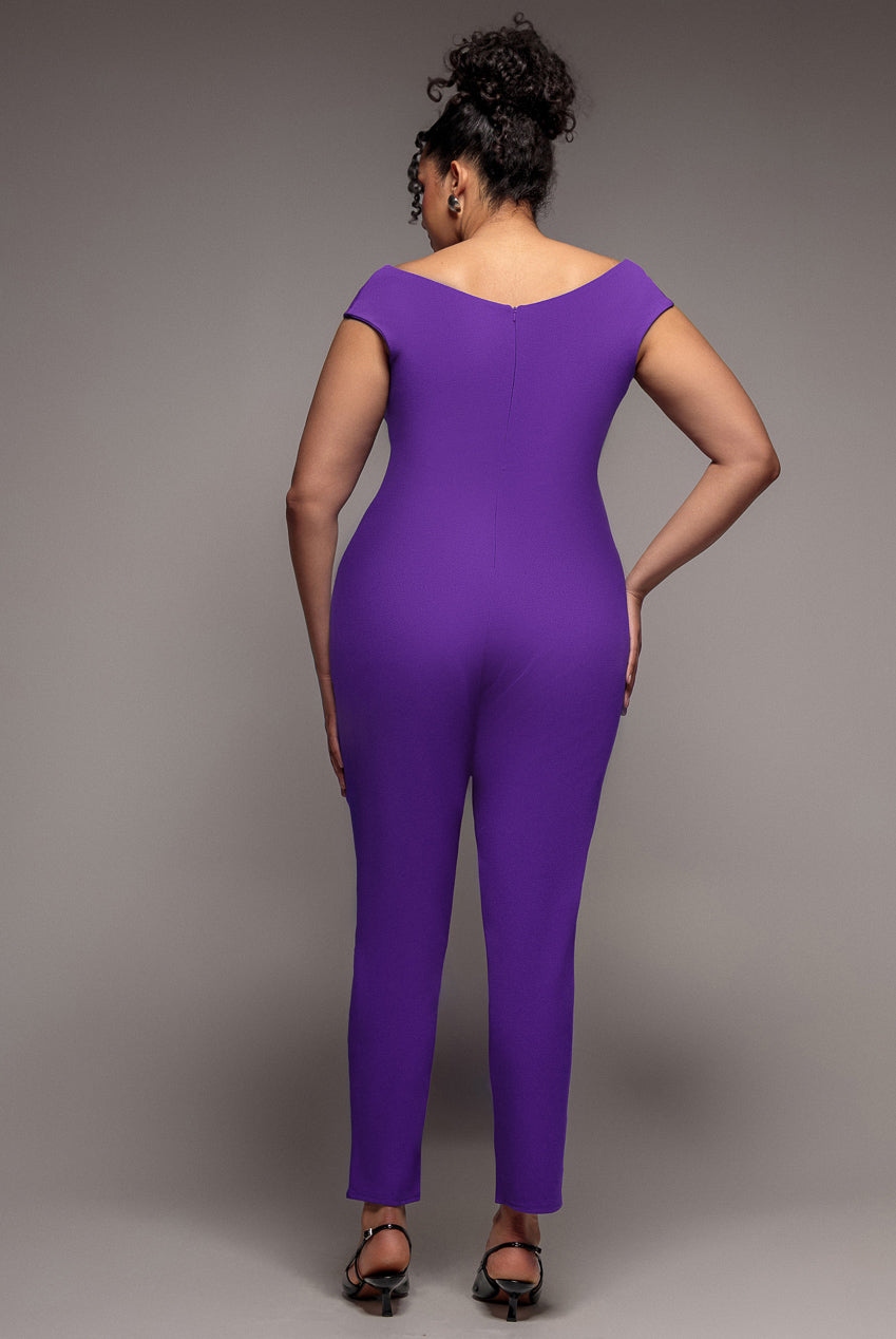 Bardot Scuba Jumpsuit - Purple TR113P