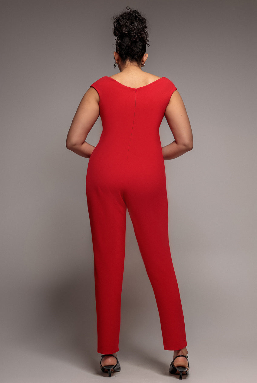 Bardot Scuba Jumpsuit - Red TR113P