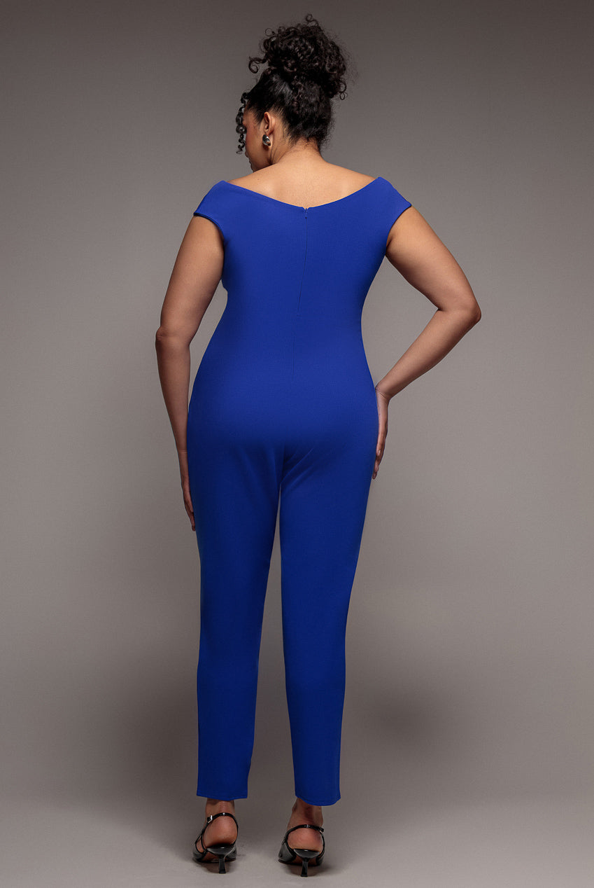 Bardot Scuba Jumpsuit - Royal Blue TR113P