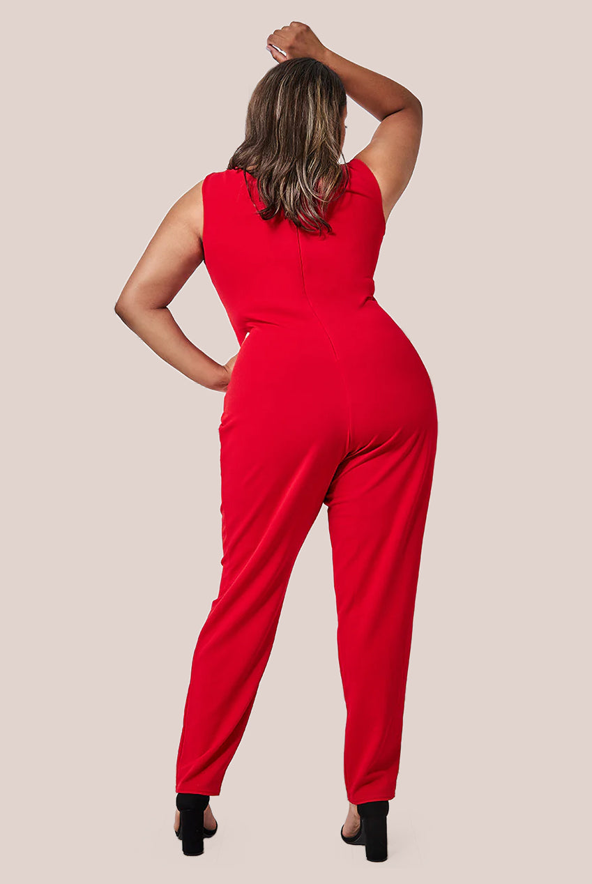 Bardot Scuba Jumpsuit - Red TR113P