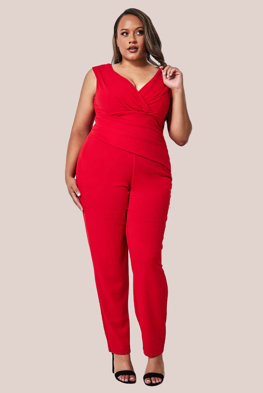 Bardot Scuba Jumpsuit - Red TR113P