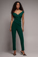 Bardot Scuba Jumpsuit - Emerald Green by Goddiva