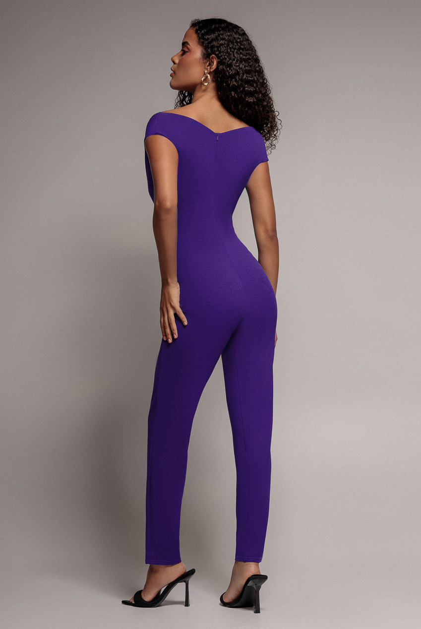 Bardot Scuba Jumpsuit - Purple TR113B