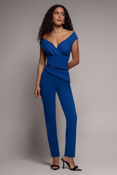 Royal Blue - Bardot Scuba Jumpsuit - Royal Blue by Goddiva