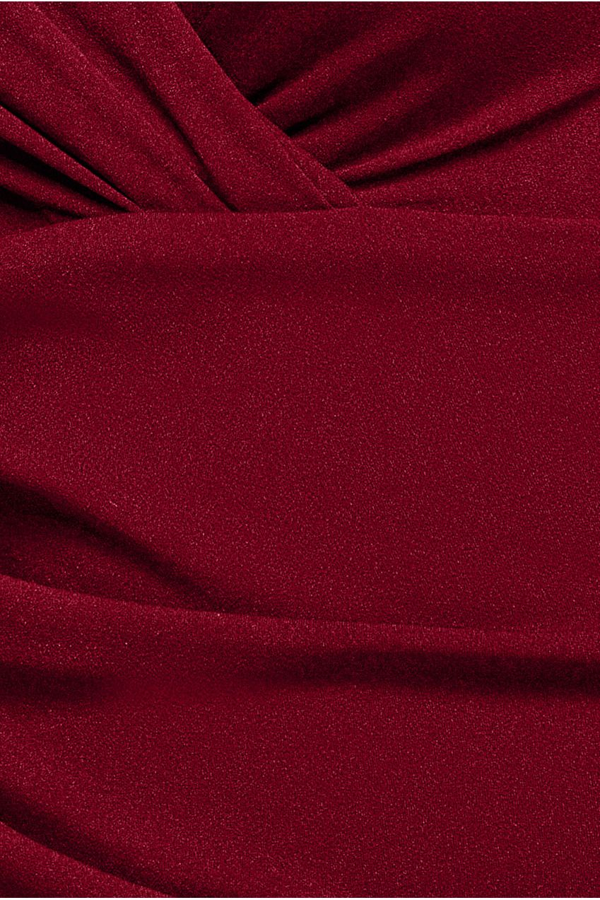Scuba Crepe Wrap Bardot Jumpsuit - Wine TR113