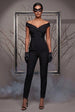 Off The Shoulder Jumpsuit Catwoman-Inspired Halloween Costume - Black by Goddiva