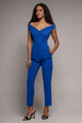 Bardot Wrap Sweetheart Neck Jumpsuit - Vivid Blue by Goddiva