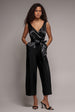 Satin Culotte Jumpsuit - Black by Goddiva