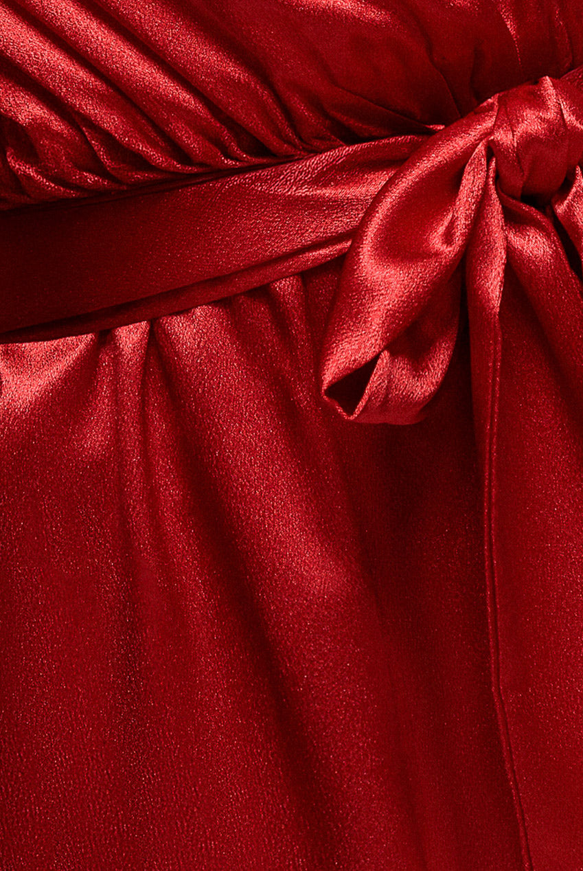 Satin Culotte Jumpsuit - Red TR241