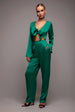 Cut Out Satin Jumpsuit - Emerald by Goddiva