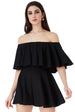 Goddiva Off The Shoulder Frill Neck Skater Playsuit - Black