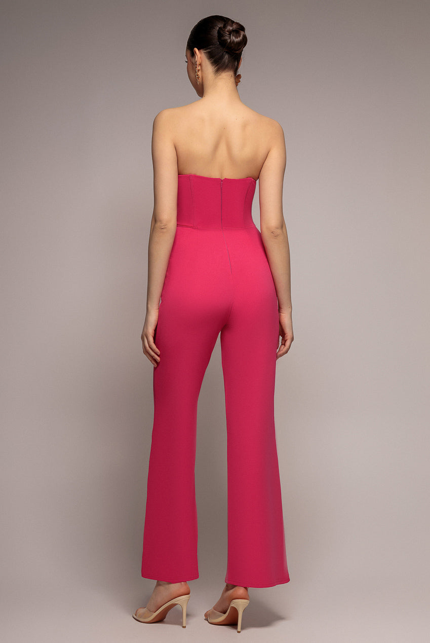 Bandeau Scuba Jumpsuit - Hot Pink TR313