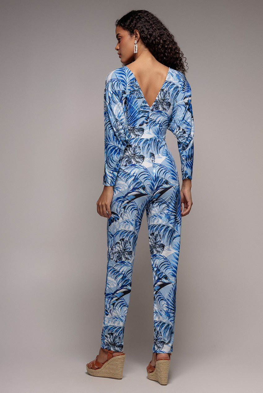 Tropical Print Jumpsuit - Blue TR356