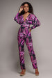 Tropical Print Jumpsuit - Purple by Goddiva
