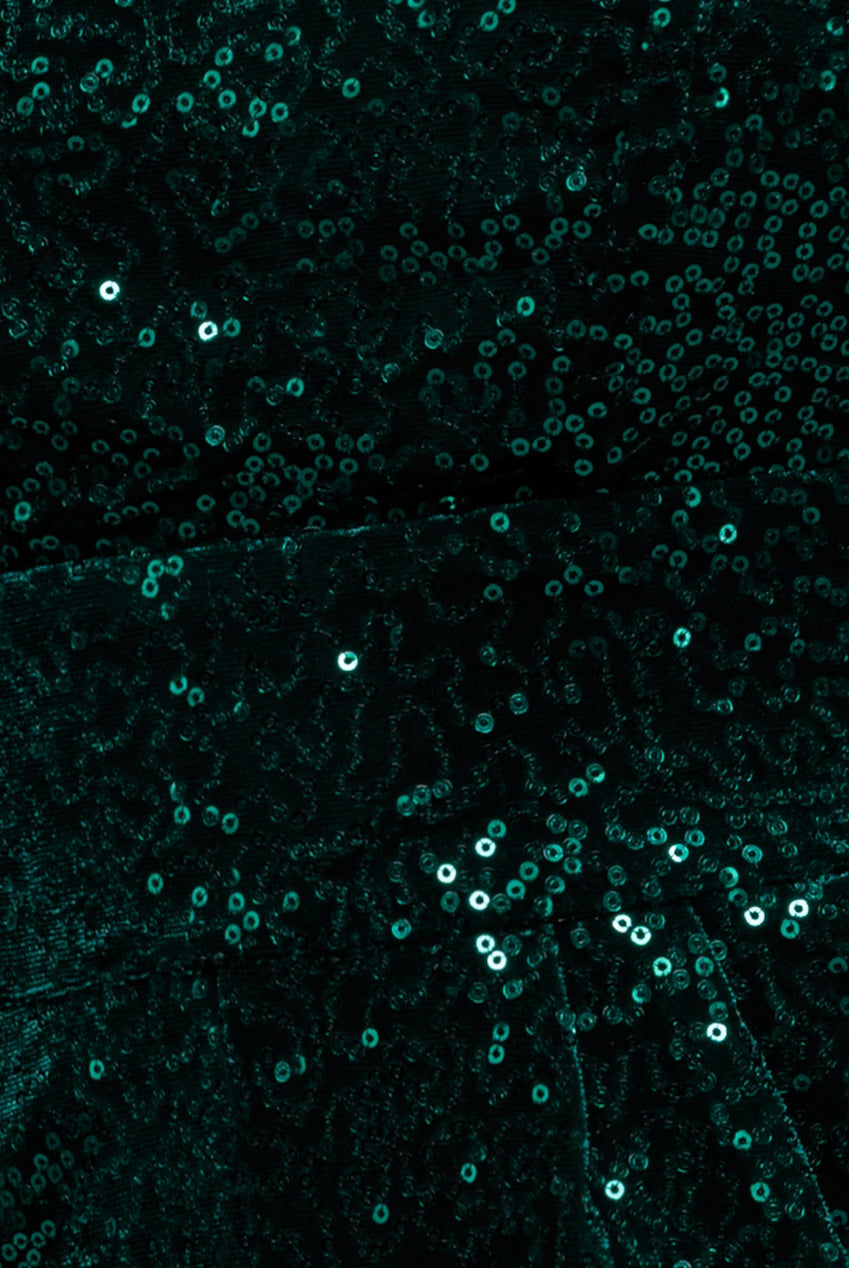 Sequin & Velvet Corset Jumpsuit - Emerald Green TR365