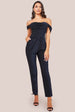 Goddiva Lurex Cowl Neck Jumpsuit - Navy