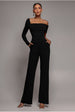 One Shoulder Scuba Jumpsuit - Black by Goddiva