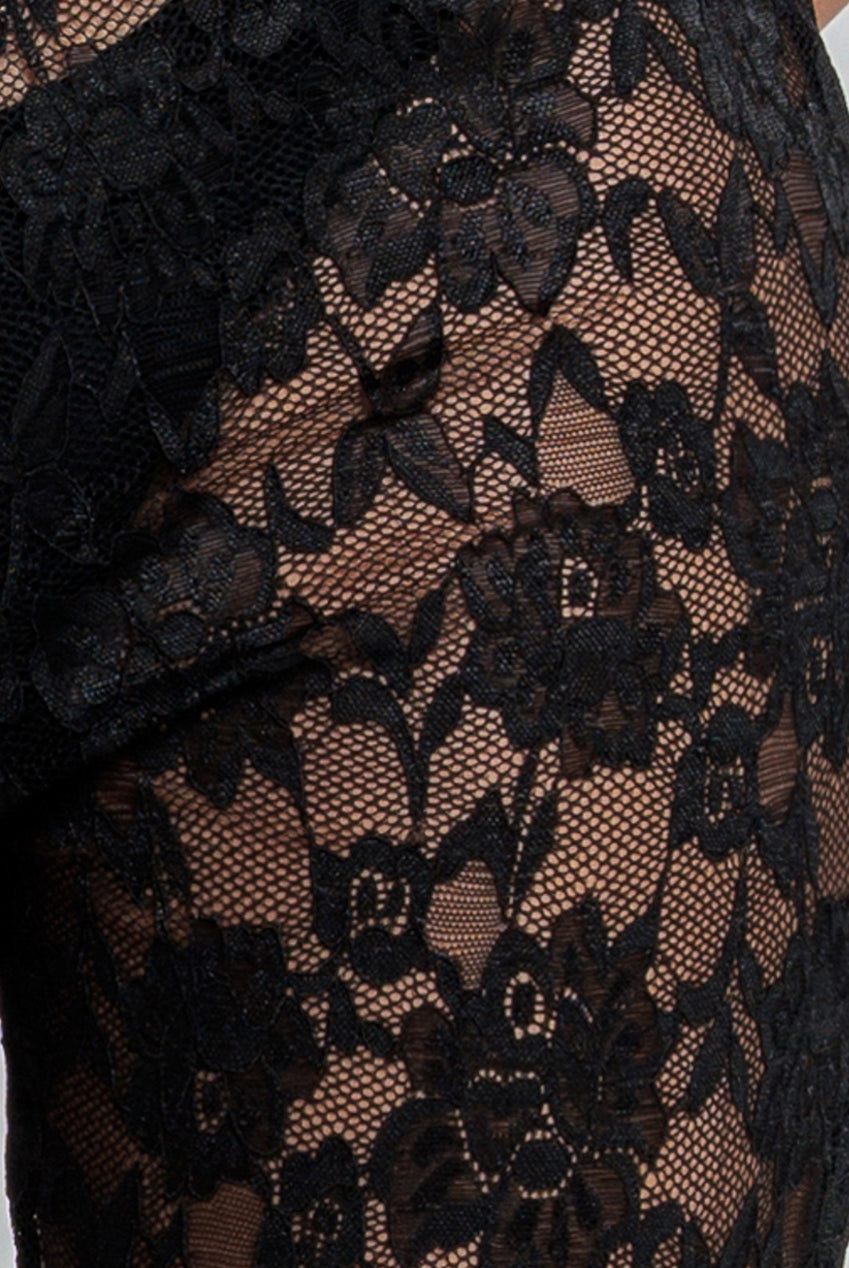 Bootcut Scalloped Lace Trouser - Black TR389