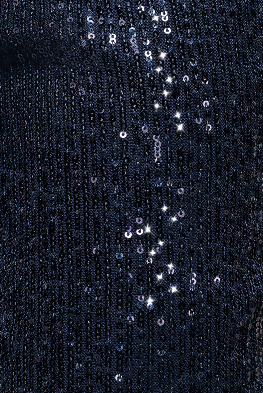 Sequin Cuffed Ankle Trouser - Navy TR360