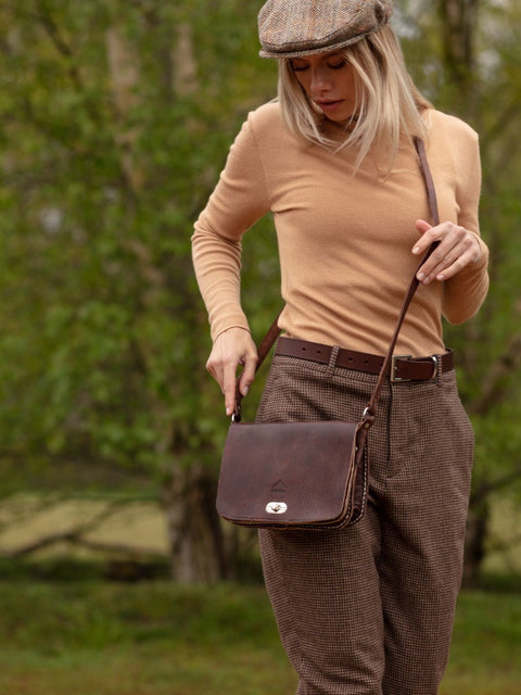 The Kenitra Cross-Body Bag In Dark Brown by Berber Leather