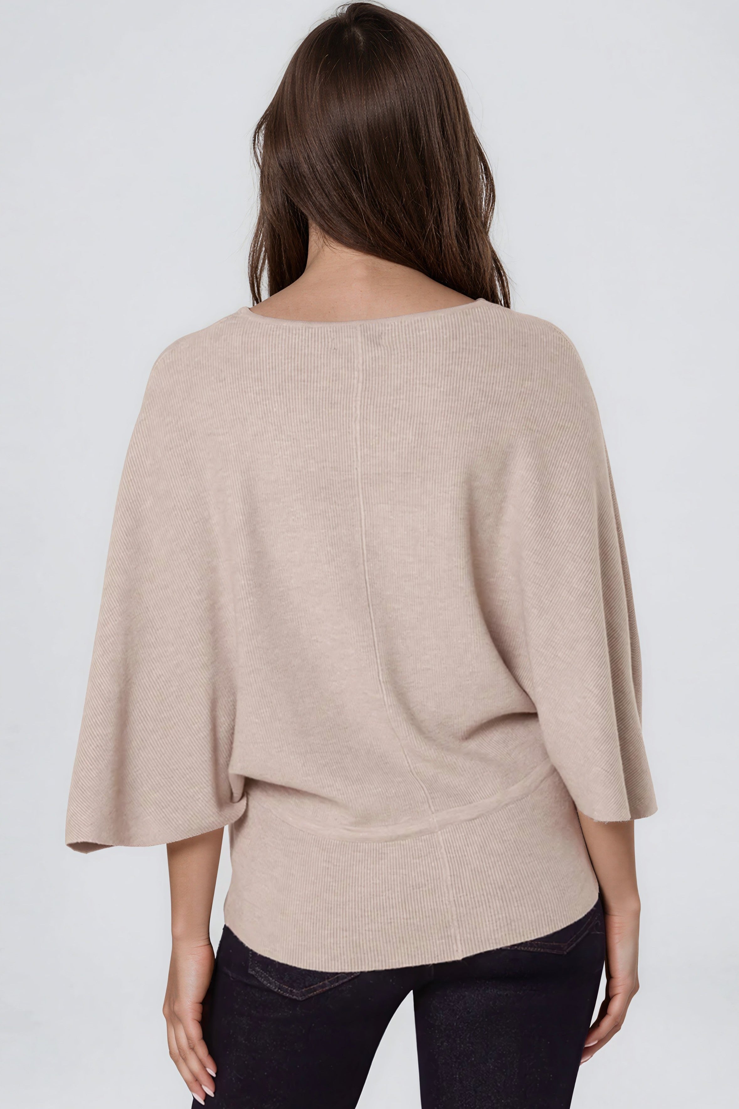 Beige Tie Waist Batwing Sleeve Knit Jumper ALQ4032309