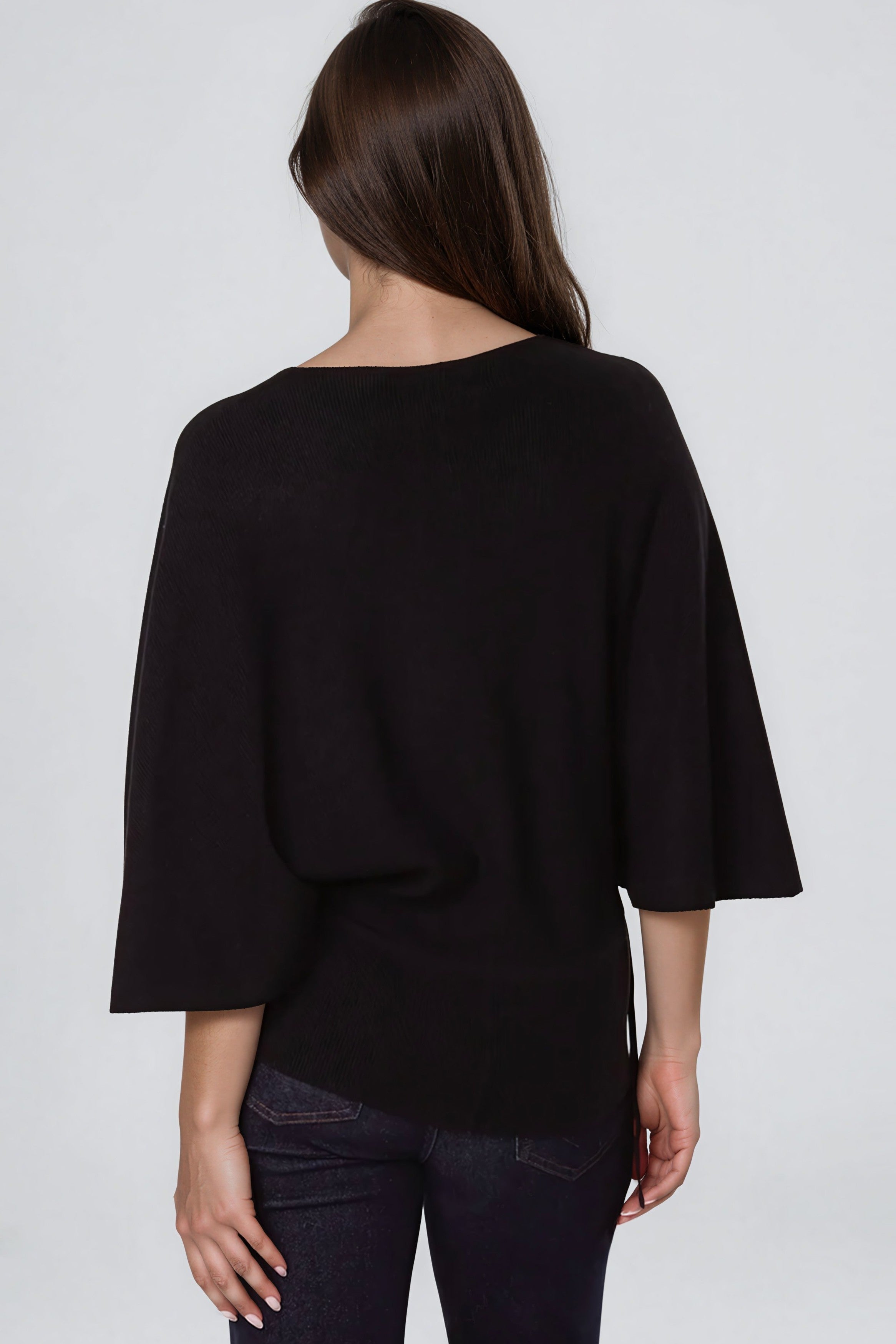 Black Tie Waist Batwing Sleeve Knit Jumper ALQ4032003