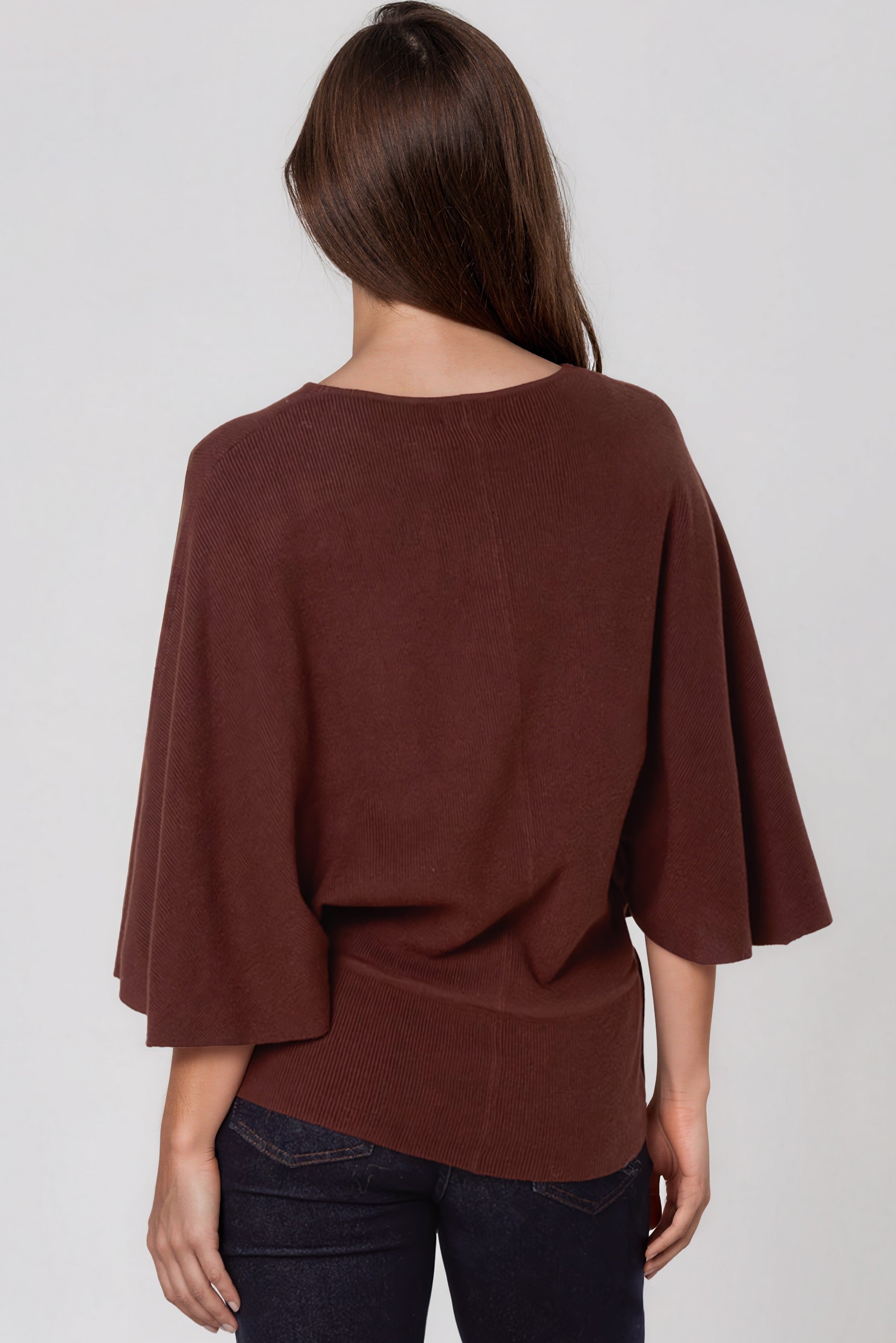 Brown Tie Waist Batwing Sleeve Knit Jumper ALQ4032030