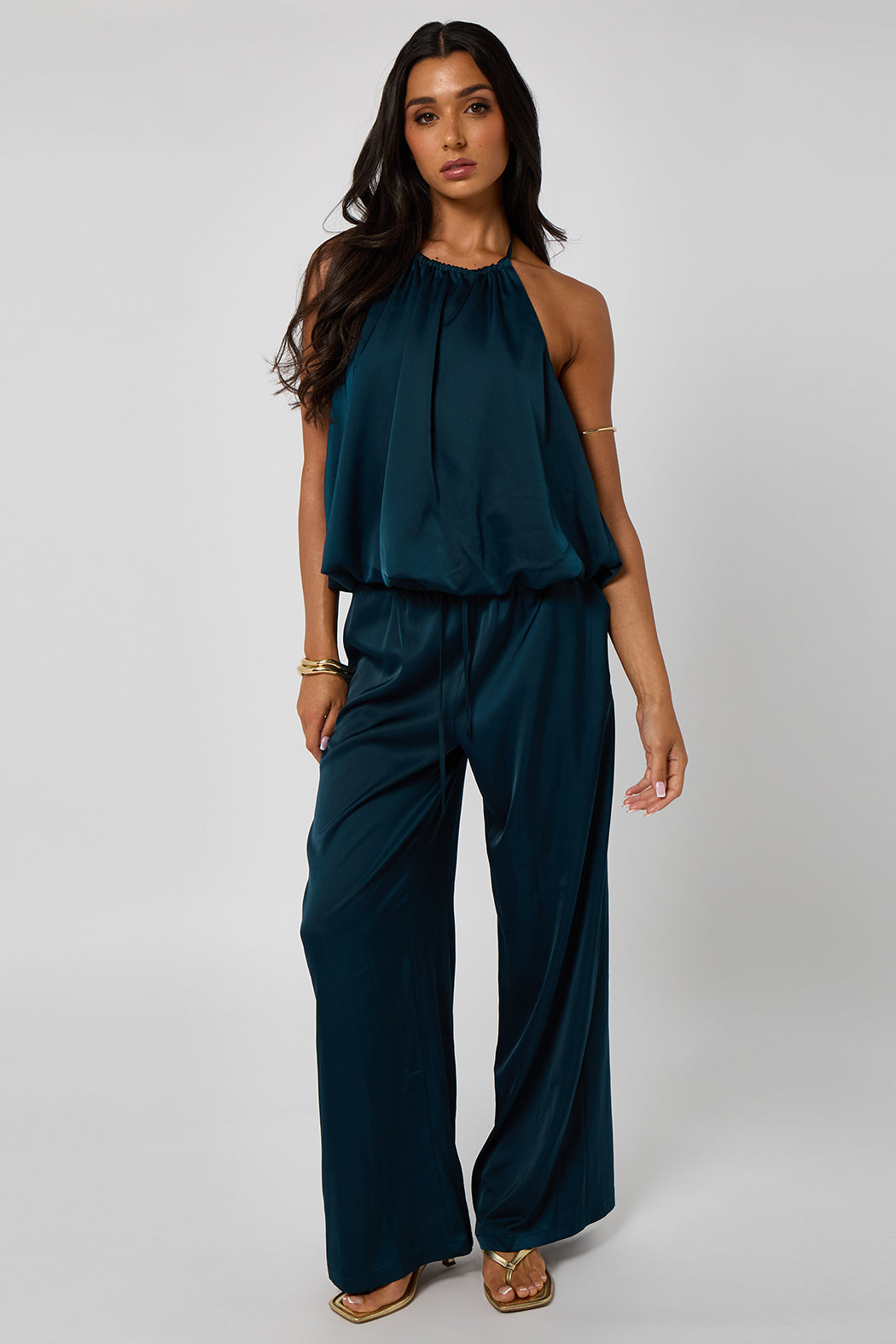 Halterneck Ruched Top With Bubble Hem 40TOP36997-c47