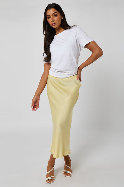 Lemon - Lemon Midi Skirt With Texture by Urban Bliss