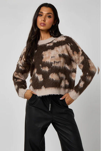 Brown - Abstract Brushed Jumper by Urban Bliss
