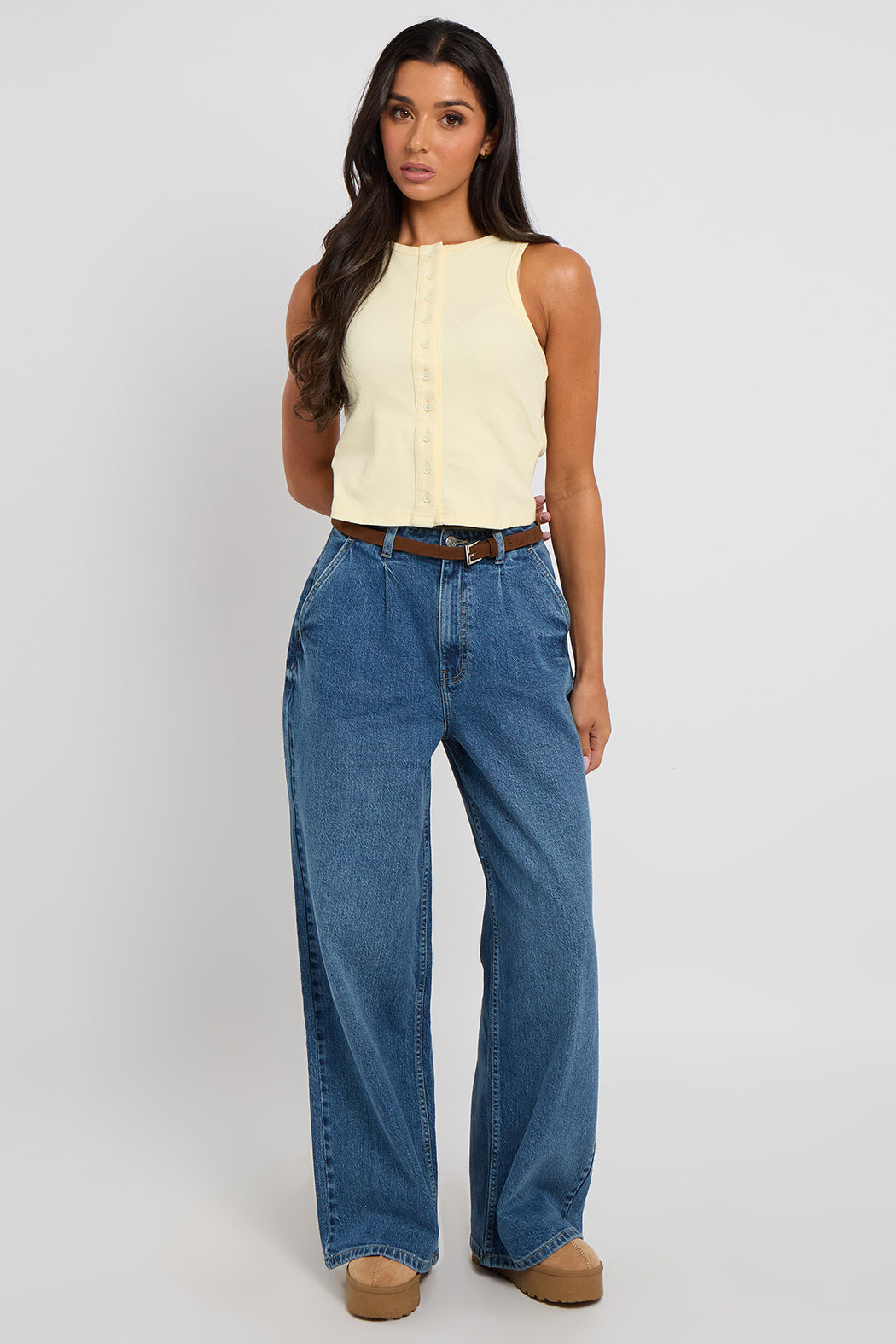 Lemon Sleeveless Button Front Top 40TOP37267-c88