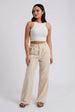 Beige Linen Blend Wide Leg Trouser by Urban Bliss