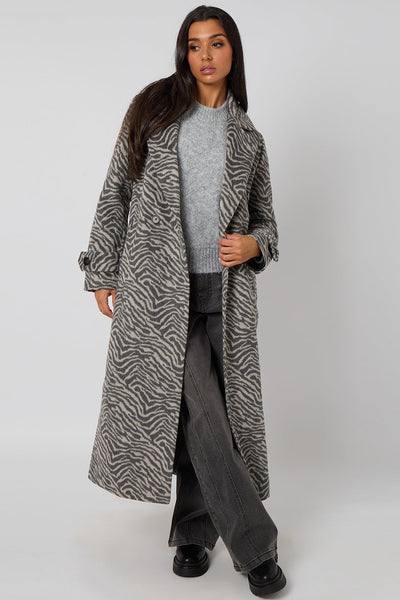 Zebra - Longline Zebra Formal Coat by Urban Bliss