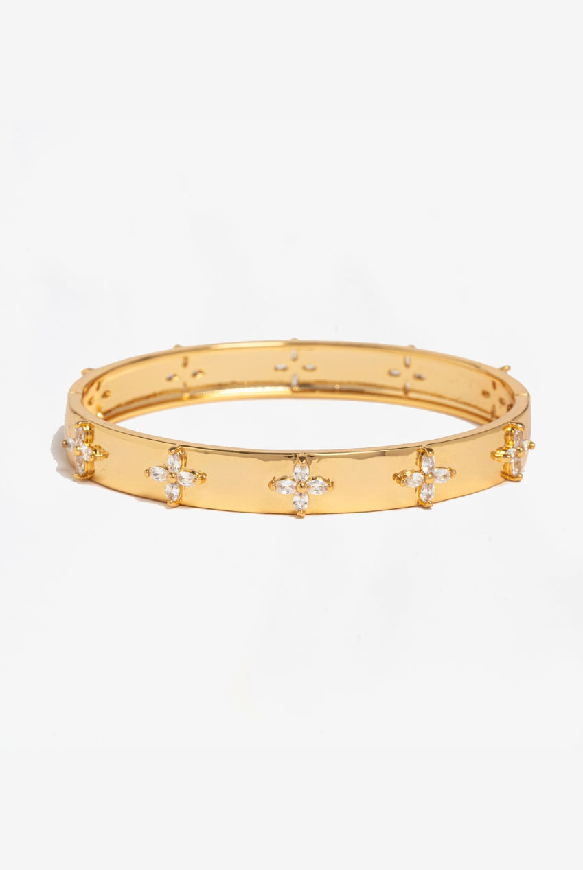 Kinmokusei Gold Bead Floral Bangle US01-10277