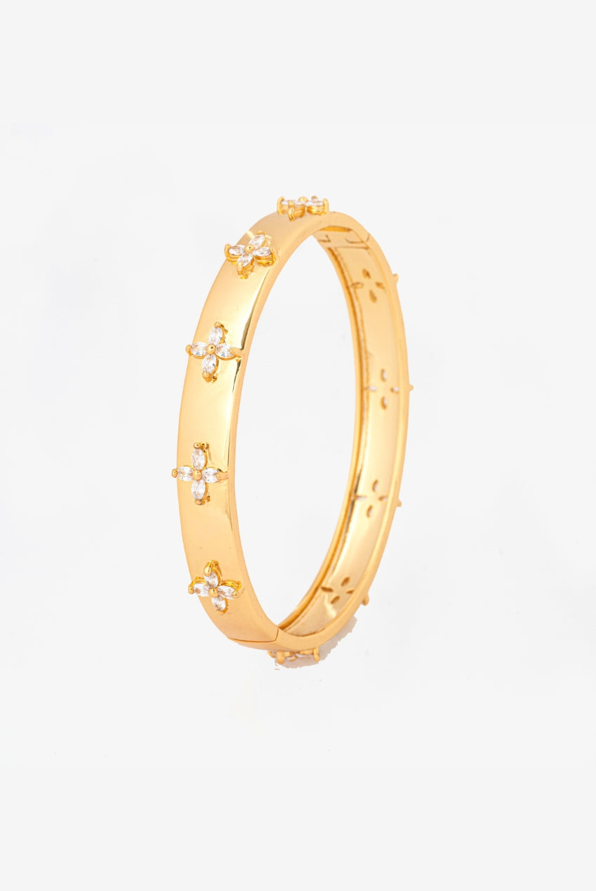 Kinmokusei Gold Bead Floral Bangle US01-10277