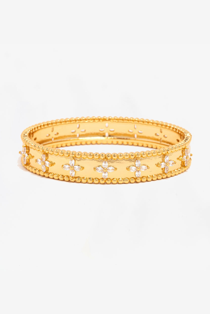 Kinmokusei Gold Flower Beaded Bangle US01-10314